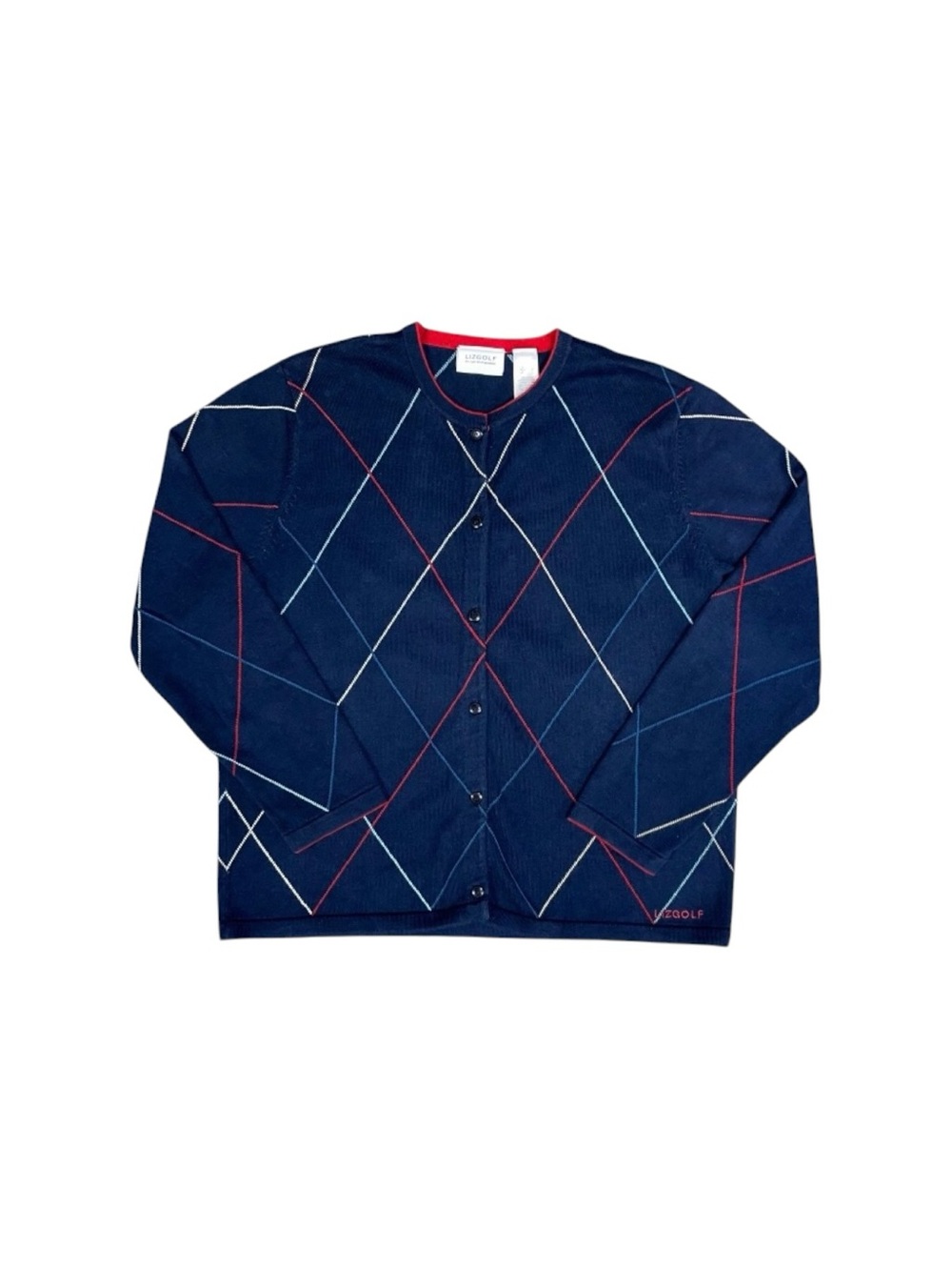 Liz‎ Claiborne Liz Golf Argyle Cotton Cardigan Women’s Large